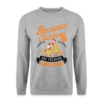 Chickens Farmer Chicken Gift Farmer - Unisex Sweatshirt - salt & pepper - Front - Alina (178cm) & Michal (187cm)