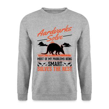 Erdferkel Geschenk Aardvark - Unisex Pullover - Weißgrau meliert - Vorne - Alina (178cm) & Michal (187cm)