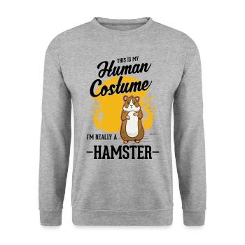 Hamster Kostüm Hamsterrad Goldhamster - Unisex Pullover - Weißgrau meliert - Vorne - Alina (178cm) & Michal (187cm)