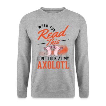 Axolotl Geschenk Schwanzlurch Axolotl - Unisex Pullover - Weißgrau meliert - Vorne - Alina (178cm) & Michal (187cm)