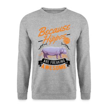 Hippopotame cadeau hippopotame hippopotame - Sweat-shirt Unisexe - gris chiné - Devant - Alina (178cm) & Michal (187cm)