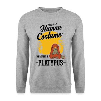 Schnabeltier Human Costume Halloween - Unisex Pullover - Weißgrau meliert - Vorne - Alina (178cm) & Michal (187cm)
