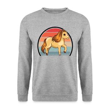 Shetland Pony Retro - Unisex Pullover - Weißgrau meliert - Vorne - Alina (178cm) & Michal (187cm)