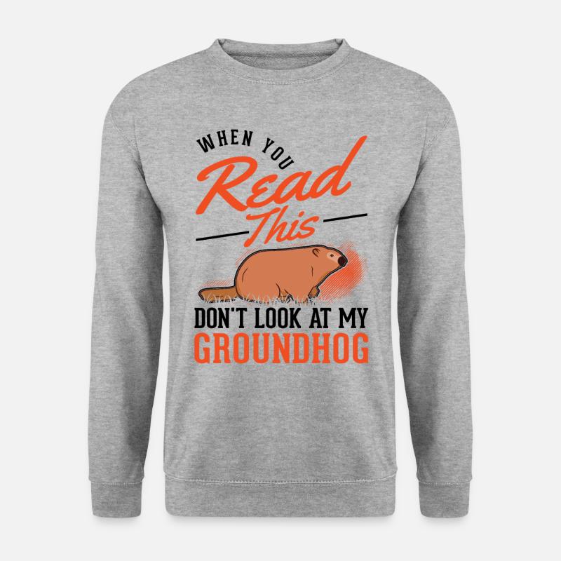 Murmeltier Groundhog Day Waldmurmeltier - Unisex Pullover - Weißgrau meliert