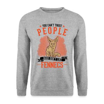Fennec Gift Desert Fox Fennec - Unisex Sweatshirt - salt & pepper - Front - Alina (178cm) & Michal (187cm)