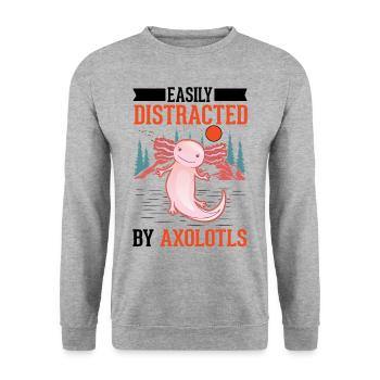 Facilement distrait par les axolotls Amphibien à queue - Sweat-shirt Unisexe - gris chiné - Devant - Alina (178cm) & Michal (187cm)