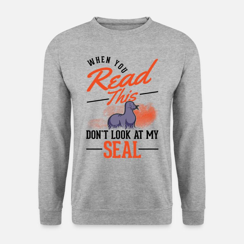 Robbe Geschenk Seehund Seelöwe - Unisex Pullover - Weißgrau meliert