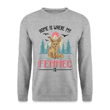 Zuhause ist wo mein Fennek ist - Unisex Pullover - Weißgrau meliert - Vorne - Alina (178cm) & Michal (187cm)