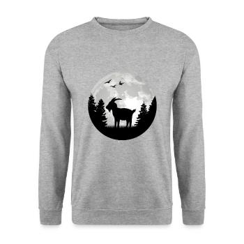 Chèvres, Lune, Chèvre Hôte, Chèvre - Sweat-shirt Unisexe - gris chiné - Devant - Alina (178cm) & Michal (187cm)