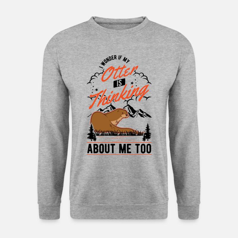 Otter Geschenk Fischotter Seeotter - Unisex Pullover - Weißgrau meliert