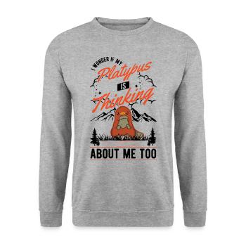 Ornithorynque disant ornithorynque - Sweat-shirt Unisexe - gris chiné - Devant - Alina (178cm) & Michal (187cm)