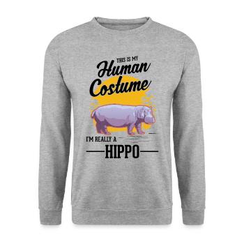 Déguisement Hippopotame Hippopotame Halloween - Sweat-shirt Unisexe - gris chiné - Devant - Alina (178cm) & Michal (187cm)
