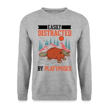 Easily distracted by Platypuses Platypus - Unisex Sweatshirt - salt & pepper - Front - Alina (178cm) & Michal (187cm)