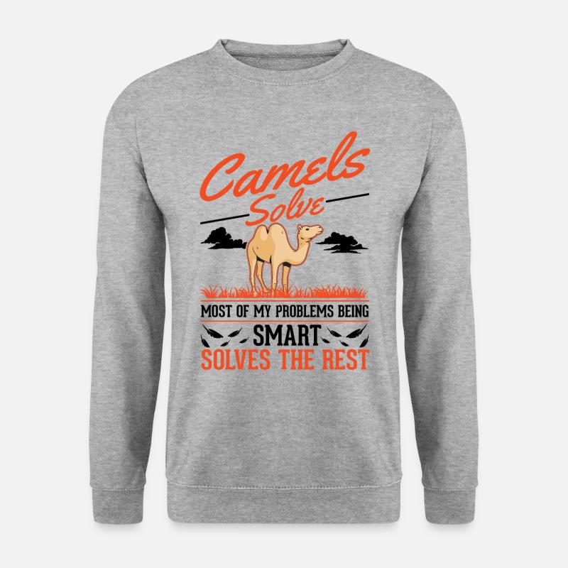 Kamel Dromedar Ägypten Geschenk Großkamel - Unisex Pullover - Weißgrau meliert