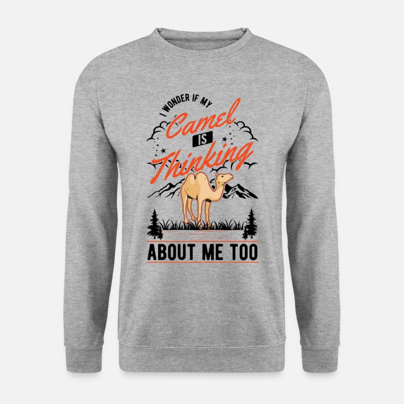 Kamel Geschenk Dromedar Camel Großkamel - Unisex Pullover - Weißgrau meliert