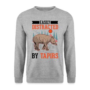 Easily distracted by Tapirs - Unisex Pullover - Weißgrau meliert - Vorne - Alina (178cm) & Michal (187cm)