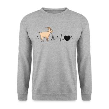 Ziegen Herzschlag Ziegenwirt Ziege - Unisex Pullover - Weißgrau meliert - Vorne - Alina (178cm) & Michal (187cm)