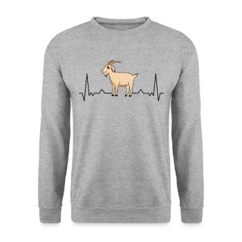 Ziegen Herzschlag Ziegenwirt Ziege - Unisex Pullover - Weißgrau meliert - Vorne - Alina (178cm) & Michal (187cm)
