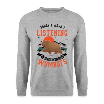 Wombat Australien - Unisex Pullover - Weißgrau meliert - Vorne - Alina (178cm) & Michal (187cm)
