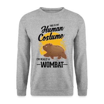 Wombat Human Costume Halloween - Unisex Pullover - Weißgrau meliert - Vorne - Alina (178cm) & Michal (187cm)