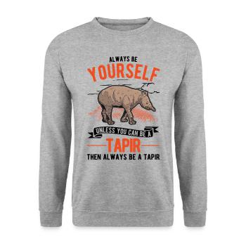 Always be yourself Tapir Flachlandtapir - Unisex Pullover - Weißgrau meliert - Vorne - Alina (178cm) & Michal (187cm)