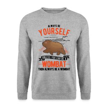 Always be yourself Wombat - Unisex Pullover - Weißgrau meliert - Vorne - Alina (178cm) & Michal (187cm)