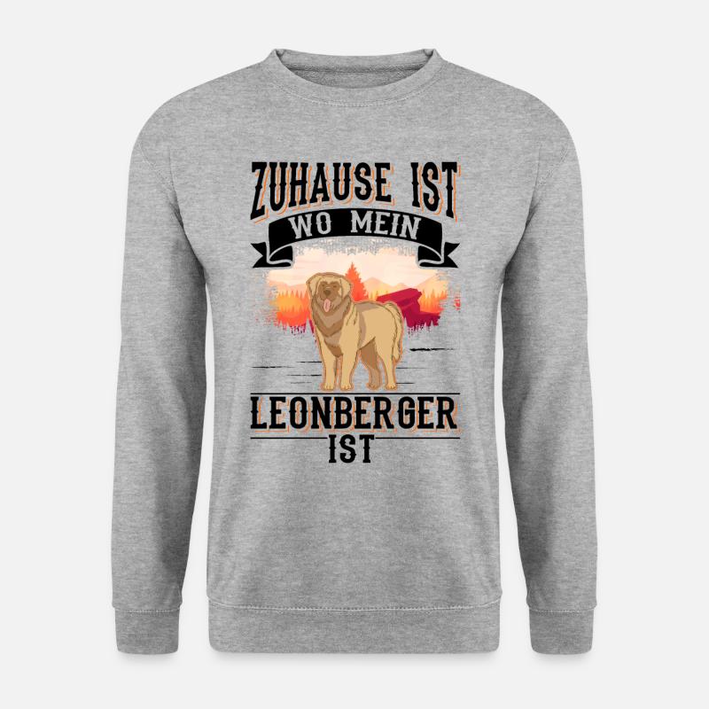 Zuhause ist wo mein Leonberger ist - Unisex Pullover - Weißgrau meliert