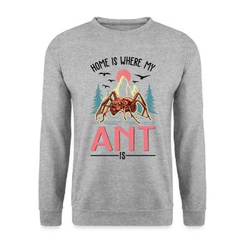 La maison, c’est là où sont mes fourmis - Sweat-shirt Unisexe - gris chiné - Devant - Alina (178cm) & Michal (187cm)