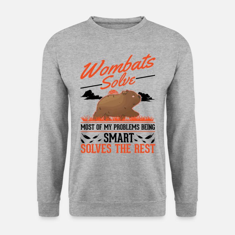 Australischer Wombat - Unisex Pullover - Weißgrau meliert