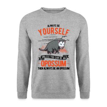 Opossum cadeau opossum marsupial - Sweat-shirt Unisexe - gris chiné - Devant - Alina (178cm) & Michal (187cm)