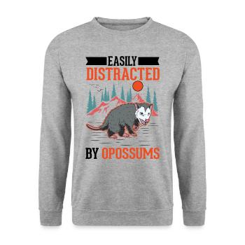 Facilement distrait par les opossums Possum Beutelratte - Sweat-shirt Unisexe - gris chiné - Devant - Alina (178cm) & Michal (187cm)