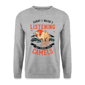 Kamel Dromedar Ägypten Geschenk Großkamel - Unisex Pullover - Weißgrau meliert - Vorne - Alina (178cm) & Michal (187cm)