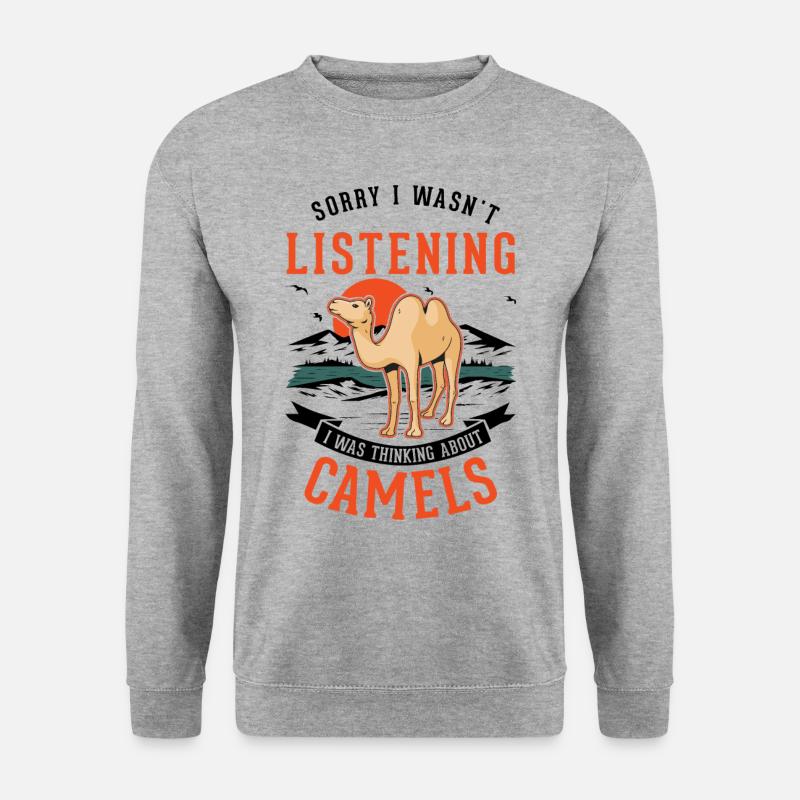 Kamel Dromedar Ägypten Geschenk Großkamel - Unisex Pullover - Weißgrau meliert