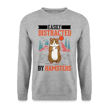 Easily distracted by Hamsters Goldhamster - Unisex Sweatshirt - salt & pepper - Front - Alina (178cm) & Michal (187cm)