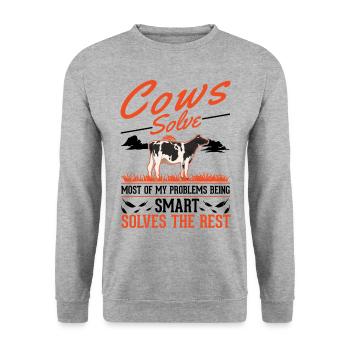 Vache cadeau agriculteur éleveur de bovins vaches - Sweat-shirt Unisexe - gris chiné - Devant - Alina (178cm) & Michal (187cm)