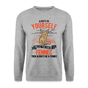 Always be yourses Fennec Wüstenfuchs Fennek - Unisex Pullover - Weißgrau meliert - Vorne - Alina (178cm) & Michal (187cm)
