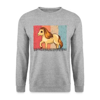Shetland Pony Retro - Unisex Pullover - Weißgrau meliert - Vorne - Alina (178cm) & Michal (187cm)