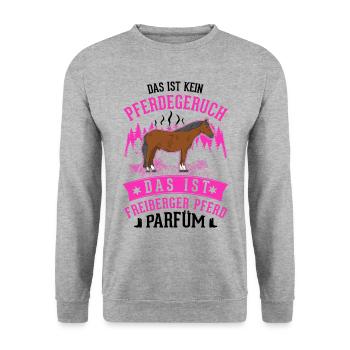Freiberger Pferd Parfüm - Unisex Pullover - Weißgrau meliert - Vorne - Alina (178cm) & Michal (187cm)