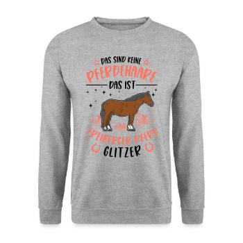 Freiberger Pferd Glitzer - Unisex Pullover - Weißgrau meliert - Vorne - Alina (178cm) & Michal (187cm)