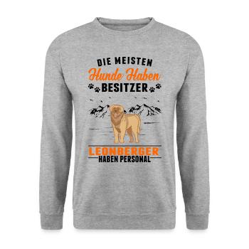 Leonberger Personal - Unisex Pullover - Weißgrau meliert - Vorne - Alina (178cm) & Michal (187cm)
