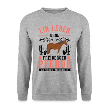Ein Leben ohne Freiberger Pferde sinnlos - Unisex Pullover - Weißgrau meliert - Vorne - Alina (178cm) & Michal (187cm)
