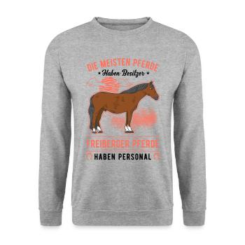 Freiberger Pferd Personal - Unisex Pullover - Weißgrau meliert - Vorne - Alina (178cm) & Michal (187cm)