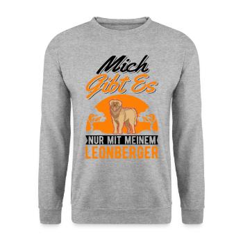 Mich gibt es nur mit meinem Leonberger - Unisex Pullover - Weißgrau meliert - Vorne - Alina (178cm) & Michal (187cm)