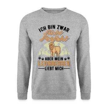 Leonberger Geschenk - Unisex Pullover - Weißgrau meliert - Vorne - Alina (178cm) & Michal (187cm)