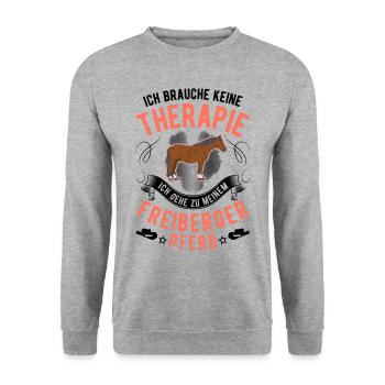 Freiberger Pferd Therapie - Unisex Pullover - Weißgrau meliert - Vorne - Alina (178cm) & Michal (187cm)