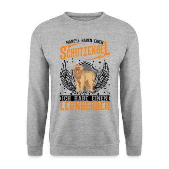 Leonberger Schutzengel - Unisex Pullover - Weißgrau meliert - Vorne - Alina (178cm) & Michal (187cm)