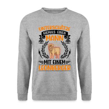 Leonberger Mann - Unisex Pullover - Weißgrau meliert - Vorne - Alina (178cm) & Michal (187cm)