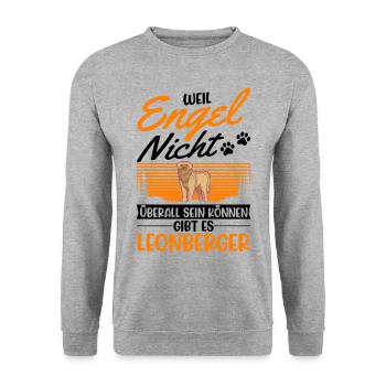 Leonberger Engel - Unisex Pullover - Weißgrau meliert - Vorne - Alina (178cm) & Michal (187cm)