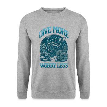 Dive More Worry Less Diver among Coral Reef Design - Unisex Sweatshirt - salt & pepper - Front - Alina (178cm) & Michal (187cm)