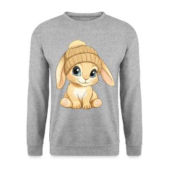 Hase Süß Niedlich Baby Kinder Tier Cartoon - Unisex Pullover - Weißgrau meliert - Vorne - Alina (178cm) & Michal (187cm)